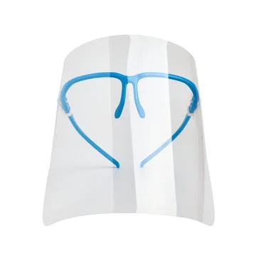 Protective plastic face shield close-up, isolated on white background Stock Photos