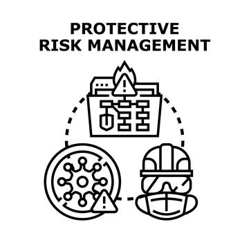 Protective risk management managing and mitigating potential threats 스톡 일러스트