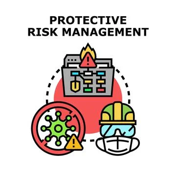 Protective risk management managing and mitigating potential threats Stock Illustration