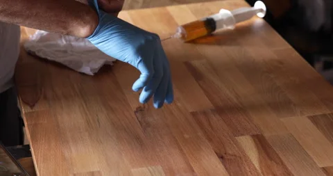 Protective rubber glove wearing close up Stock Footage 332649890