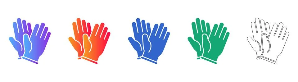 Protective Rubber Gloves Icon Set 스톡 일러스트