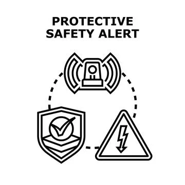 Protective safety alert with warning and security shield Stock Illustration