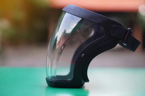 Protective safety face shield, Clear glass with black edge Stock Photos