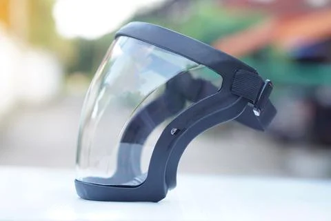 Protective safety face shield, Clear glass with black edge Stock Photos