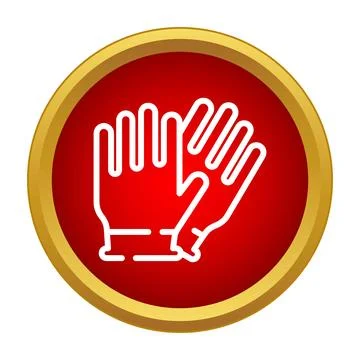 Protective safety work gloves icon on red button Illustrazione stock