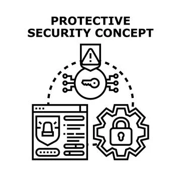 Protective security concept protecting cyber data information Stockillustratie