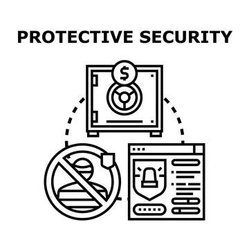 Protective security system safeguarding data and money Stock Illustration