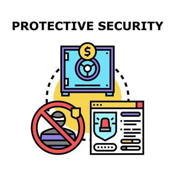 Protective security system safeguarding data and money Stock Illustration
