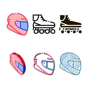 Protective set helmet icon vector outline Stock Illustration