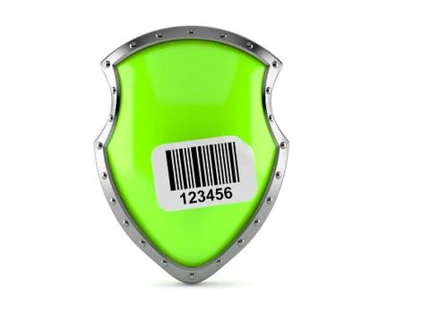 Protective shield with barcode sticker Illustrazione stock