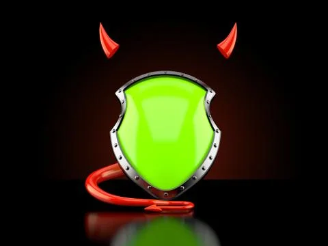 Protective shield with devil horns and tail 스톡 일러스트
