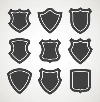 Protective shield. Icon collection. Isolated background. Vector illustration. Stock-Illustration