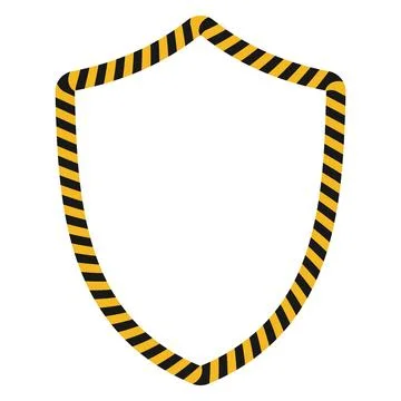 Protective shield outline with caution safety stripes border pattern Stock Illustration