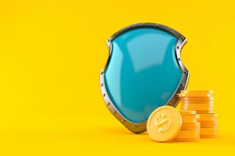 Protective shield with stack of coins Stock Illustration