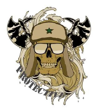 Protective Skull Axe Design Stock Illustration