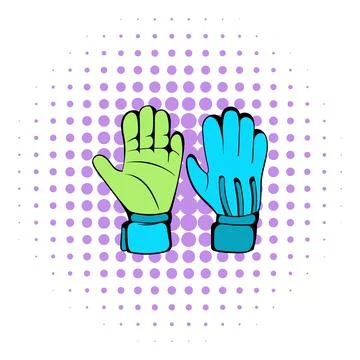 Protective soccer gloves icon, comics style Stock Illustration