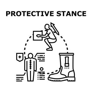 Protective stance for safe lifting concept Stock Illustration