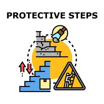 Protective steps preventing accidents and ensuring safety Ilustración de archivo