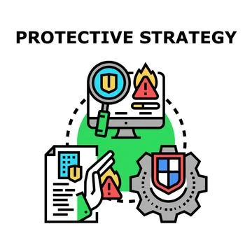 Protective strategy concept for cybersecurity and data protection イラスト素材