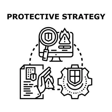 Protective strategy concept for cybersecurity and data protection Stock Illustration