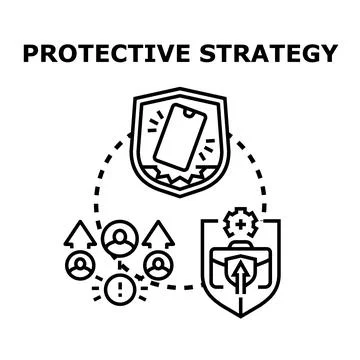 Protective strategy securing digital data business assets Stock Illustration