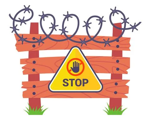 Protective structure from unauthorized persons. restricted area for unauthorized Stock Illustration