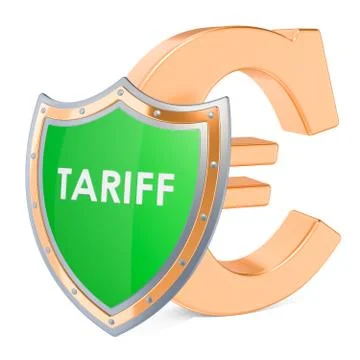 Protective tariffs for euro concept, 3D rendering Illustration