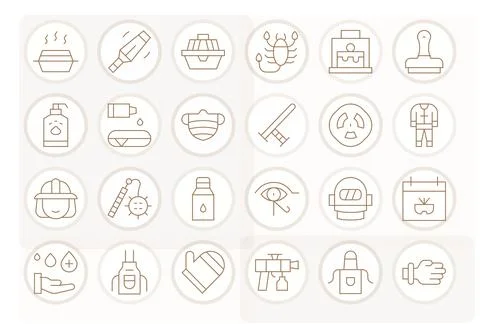 Protective Vector Graphics Pack including 24 Thin Line 128x128 Detail Enhan.. Illustrazione stock