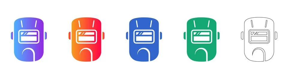Protective Welding Helmet Vector Icon Set Stock Illustration