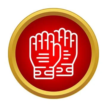 Protective work gloves flat design icon in red circle Stock Illustration