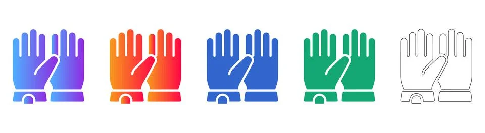 Protective Work Gloves Icons Set Stock Illustration