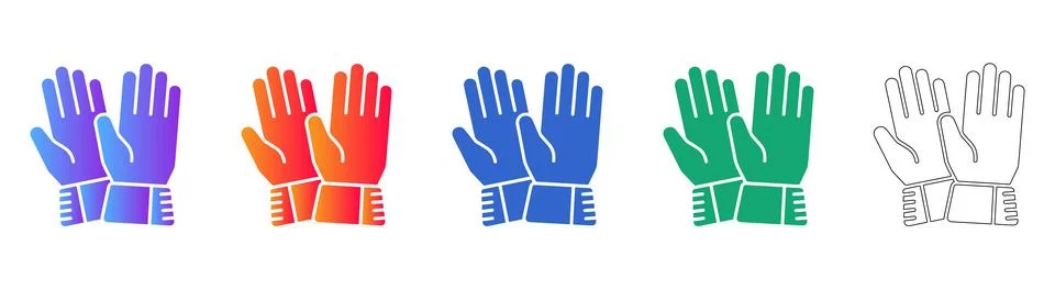 Protective Work Gloves Vector Icon Set Stock Illustration