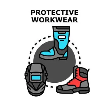 Protective workwear concept featuring safety equipment items Illustrazione stock