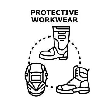 Protective workwear concept featuring safety equipment items Stock Illustration