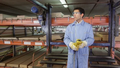 Protective Workwear, Medium Shot, 20 Seconds Or Greater, Indoors, Day, Working, Stock Footage 94047248