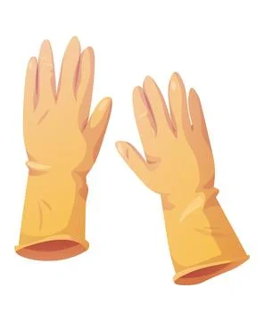 Protective Yellow Rubber Gloves. Essential Safety Gear for Spring Cleaning,.. Stock Illustration