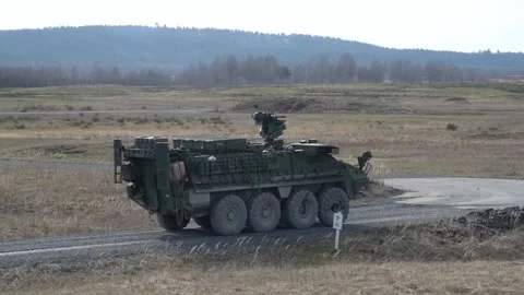 Protector RWS Live Fire - M1126 Stryker and Cougar MRAP (29) Stock Footage 162253350