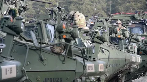 Protector RWS Live Fire - M1126 Stryker and Cougar MRAP ( 2) Stock Footage 162253624