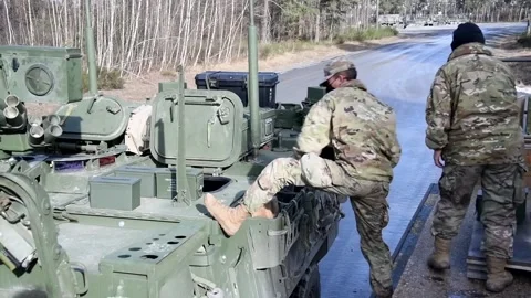 Protector RWS Live Fire - M1126 Stryker and Cougar MRAP (7) Stock Footage 162253679