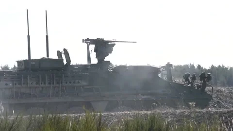 Protector RWS Live Fire - M1126 Stryker and Cougar MRAP (13) Video stock 162253721