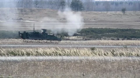 Protector RWS Live Fire - M1126 Stryker and Cougar MRAP (16) Stock Footage 162253741