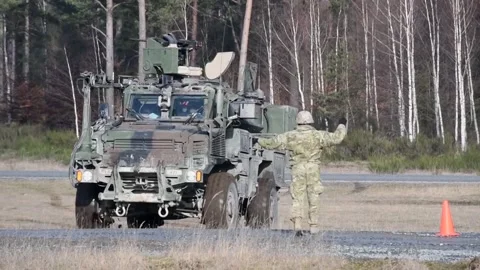 Protector RWS Live Fire - M1126 Stryker and Cougar MRAP (18) Stock Footage 162253785