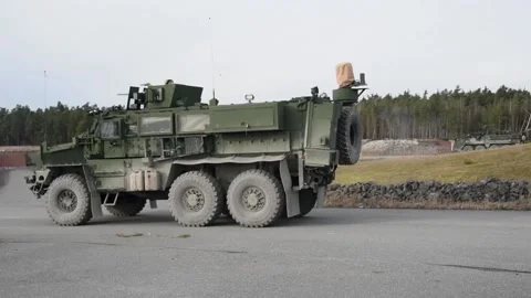 Protector RWS Live Fire - M1126 Stryker and Cougar MRAP (22) Video stock 162253842