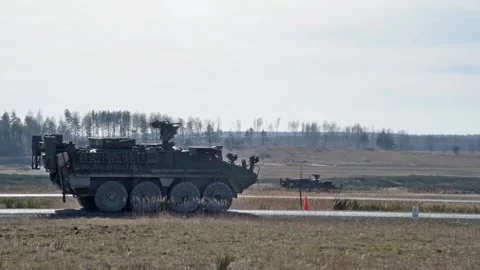 Protector RWS Live Fire - M1126 Stryker and Cougar MRAP (25) Stock Footage 162253880