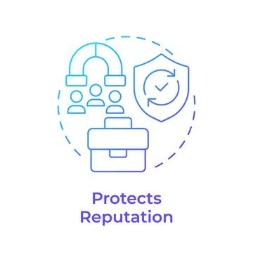 Protects reputation blue gradient concept icon Stock Illustration