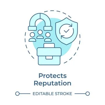Protects reputation soft blue concept icon Stock Illustration
