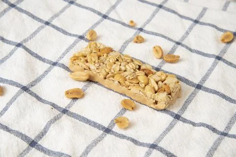 Protein Bar with peanuts Stock Photos