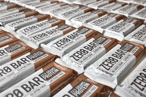 Protein bars Biotech Zero Bar large amounts 스톡 사진