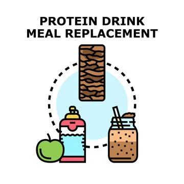 Protein drink meal replacement concept for balanced nutrition Stock Illustration