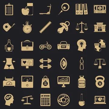 Protein icons set, simple style Stock Illustration